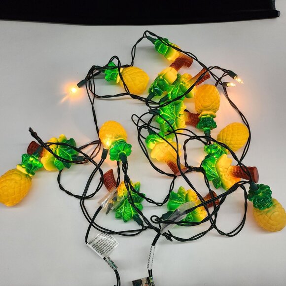 Pineapple Themed String Lights With 10 LED Bulbs Green & Yellow Plastic - Picture 2 of 6